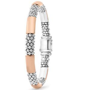High Bar  Rose Gold Station Caviar Bracelet | 6mm from Lagos Sz 6